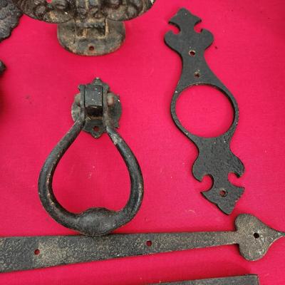 Vintage Lot Cast iron Boot Scraper , Iron, Eagle Door Knocker, Forged Dinner Bell