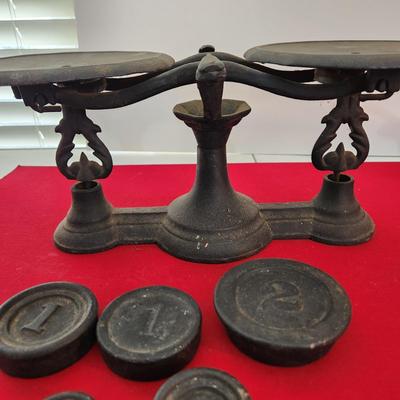 Antique Balance Scale with Weights