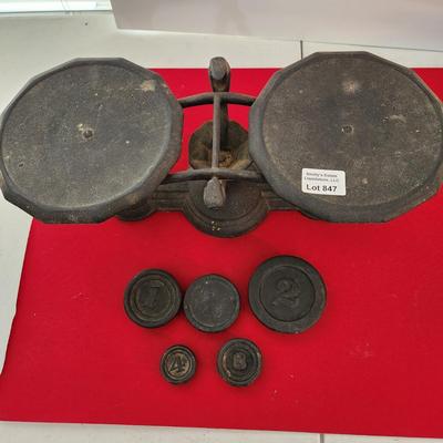 Antique Balance Scale with Weights
