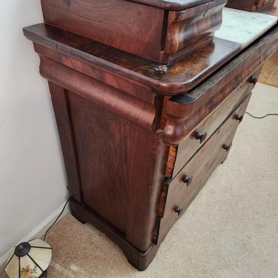 Antique Victorian Dresser w Marble Top & Mirror 44x21x44