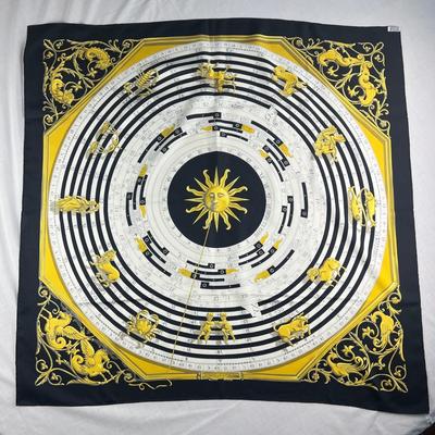 132 Authentic HERMÃˆS Carre 90 Silk Scarf Astrologie - A Dies Et Here by FranÃ§oise FaÃ§onnet 1963