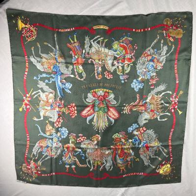 134 Authentic HERMÃˆS Carre 90 Silk Scarf Les Fetes Du Roi Soleil by Michel Duchene 1995