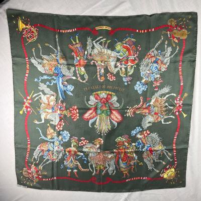 134 Authentic HERMÃˆS Carre 90 Silk Scarf Les Fetes Du Roi Soleil by Michel Duchene 1995