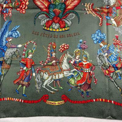 134 Authentic HERMÃˆS Carre 90 Silk Scarf Les Fetes Du Roi Soleil by Michel Duchene 1995