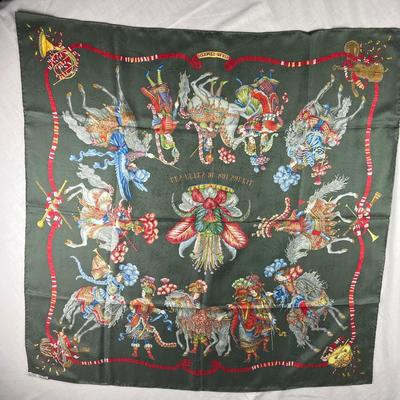 134 Authentic HERMÃˆS Carre 90 Silk Scarf Les Fetes Du Roi Soleil by Michel Duchene 1995