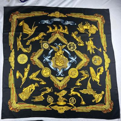 136 Authentic HERMÃˆS Carre 90 Silk Scarf Les Parures Du Vent by Joachim Metz 1991 Reissued in 1998