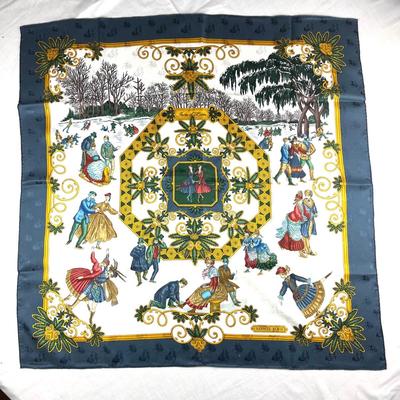 138 Authentic HERMÃˆS Carre 90 Silk Scarf Joies d' Hiver by Joachim Metz 1992
