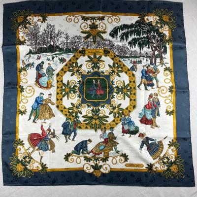 138 Authentic HERMÃˆS Carre 90 Silk Scarf Joies d' Hiver by Joachim Metz 1992