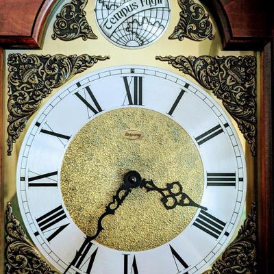 Ridgeway Grandmother TEMPUS FUGIT clock. 3 weights 72" tall.