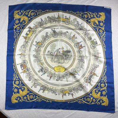 141 Authentic HERMÃˆS Carre 90 Silk Scarf La Promenade de Longchamps by Philippe Ledoux 1965