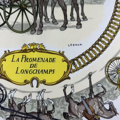 141 Authentic HERMÃˆS Carre 90 Silk Scarf La Promenade de Longchamps by Philippe Ledoux 1965