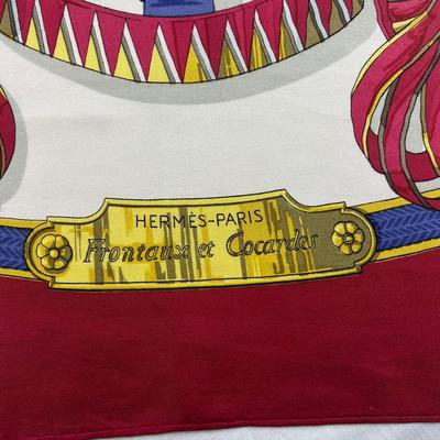 143 Authentic HERMÃˆS Carre 90 Silk Scarf Frontaux et Cocardes by Caty Latham 1968
