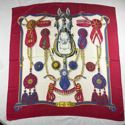143 Authentic HERMÃˆS Carre 90 Silk Scarf Frontaux et Cocardes by Caty Latham 1968