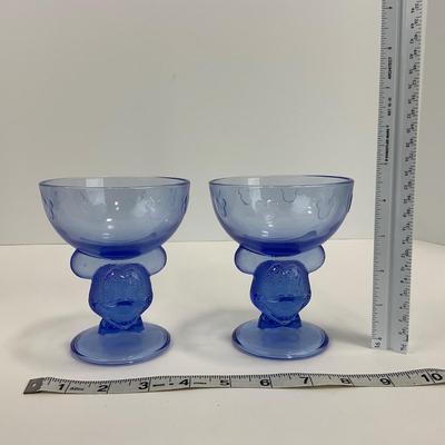 -162- KITCHEN | Blue Mickey Mouse Glass Compotes