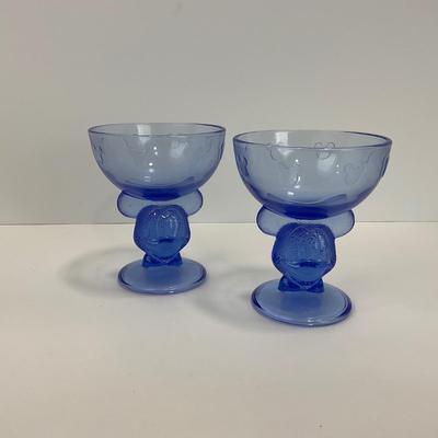 -162- KITCHEN | Blue Mickey Mouse Glass Compotes