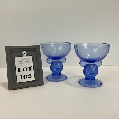 -162- KITCHEN | Blue Mickey Mouse Glass Compotes