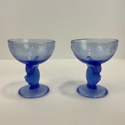-162- KITCHEN | Blue Mickey Mouse Glass Compotes