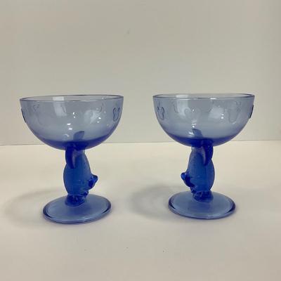 -162- KITCHEN | Blue Mickey Mouse Glass Compotes