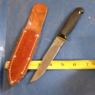 LOT 99 OLD KNIFE IN LEATHER HOLDER