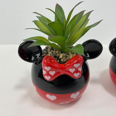 -168- COLLECTIBLE | Mickey & Minnie Mouse Valentine Faux Succulents