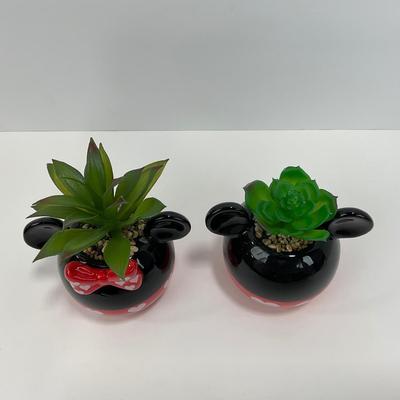 -168- COLLECTIBLE | Mickey & Minnie Mouse Valentine Faux Succulents