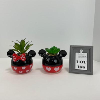 -168- COLLECTIBLE | Mickey & Minnie Mouse Valentine Faux Succulents