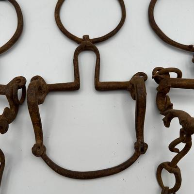 1800s Hand Forged Spanish Horse Ring Bits