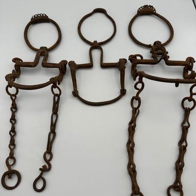 1800s Hand Forged Spanish Horse Ring Bits