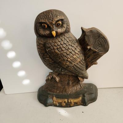 Large Heavy Metal Owl Door Stop 12.5" tall