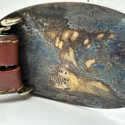 Sterling Silver Belt Buckle w/ Leather Belt