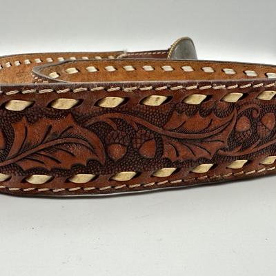 Sterling Silver Belt Buckle w/ Leather Belt