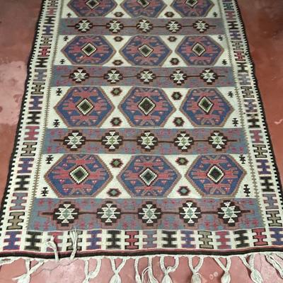 Oushak Kilim Rug Vintage Blue Turkish Kilim Estate Find as seen