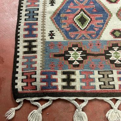 Oushak Kilim Rug Vintage Blue Turkish Kilim Estate Find as seen