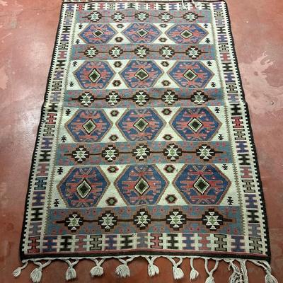 Oushak Kilim Rug Vintage Blue Turkish Kilim Estate Find as seen