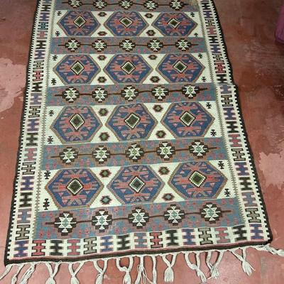 Oushak Kilim Rug Vintage Blue Turkish Kilim Estate Find as seen