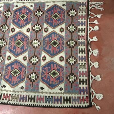 Oushak Kilim Rug Vintage Blue Turkish Kilim Estate Find as seen