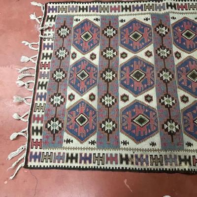 Oushak Kilim Rug Vintage Blue Turkish Kilim Estate Find as seen