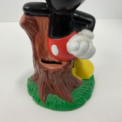 -180- TOY | 1994 Disney Mickey Mouse Leaning On Tree Stump Piggy Bank