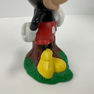 -180- TOY | 1994 Disney Mickey Mouse Leaning On Tree Stump Piggy Bank