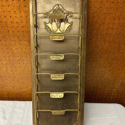 Antique German wall hanging letter mail sorter, organizer, metal wall organizer, home office organizer