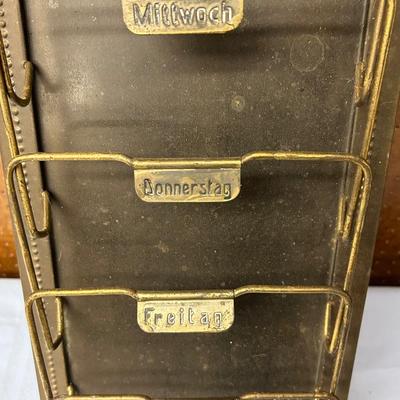 Antique German wall hanging letter mail sorter, organizer, metal wall organizer, home office organizer