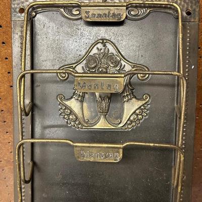 Antique German wall hanging letter mail sorter, organizer, metal wall organizer, home office organizer