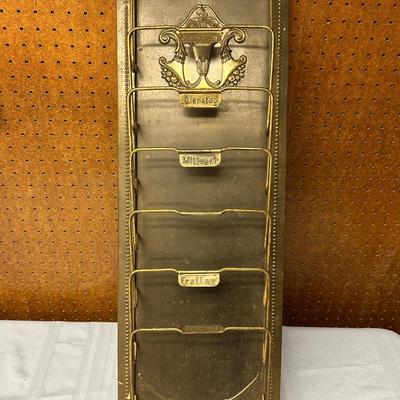 Antique German wall hanging letter mail sorter, organizer, metal wall organizer, home office organizer