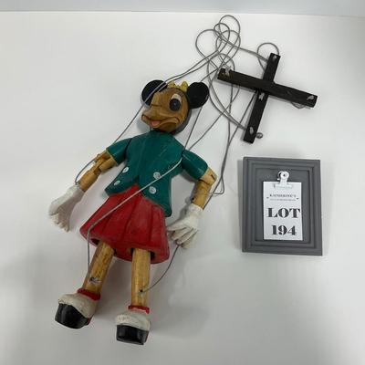 -194- TOY | Vintage Minnie Mouse Wood Marionette