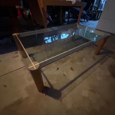Vintage glass top coffee table, mid century modern style
