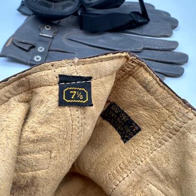 WW2 Leather Flight Helmet, Gloves & Goggles