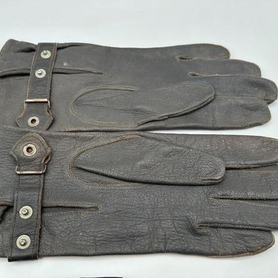 WW2 Leather Flight Helmet, Gloves & Goggles