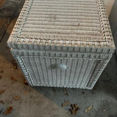 WHITE WICKER CHEST