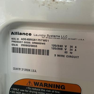 Alliance laundry system, Electric clothing, dryer, working condition