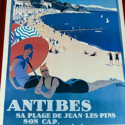 Antibes, Sa Plage De Juan Les Pins, Vintage Poster,by Roger Broders On Canvas by Roger Broders Print